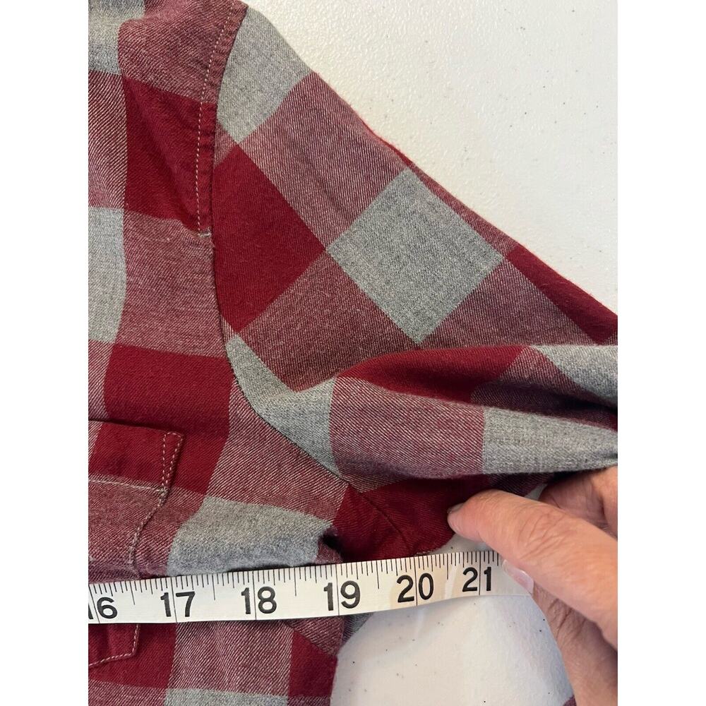 J Crew Shirt Flannel Womens Medium The Perfect Shirt Plaid Button Front Red Gray - Picture 9 of 10